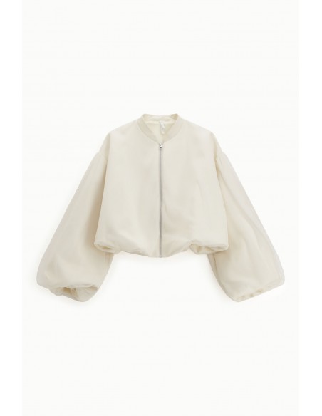 Imperial femme bomber oversize Ecru en tulle