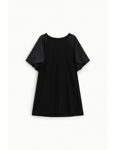 imperial Femme Robe Sweat noire à manches ballon satin
