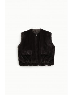 Imperial Femme Gilet chocolat en eco fourrure Imperial Femme Gilet chocolat en eco fourrure