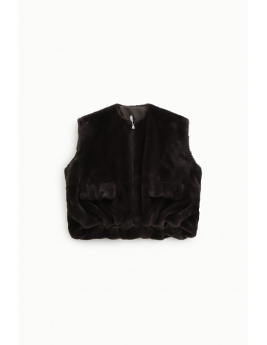 Imperial Femme Gilet chocolat en eco fourrure