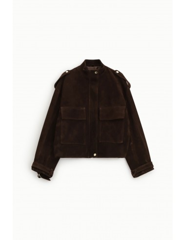 Imperial Femme blouson chocolat en Cuir Velours
