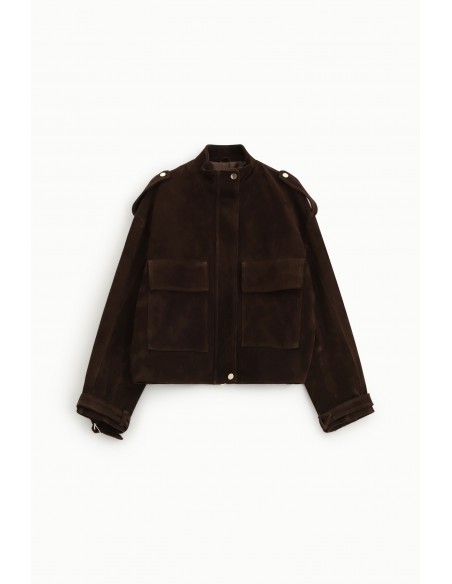 Imperial Femme blouson chocolat en Cuir Velours