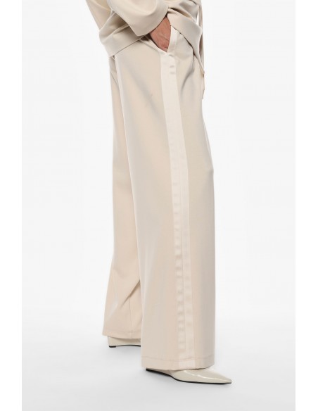 Imperial Femme Pantalon large Noir avec galon satin noir