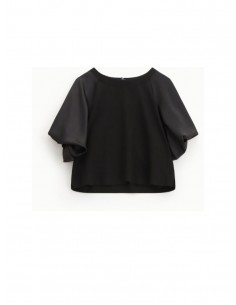 imperial Femme sweat shirt  Noir satin manches ballon imperial Femme sweat shirt  Noir satin manches ballon