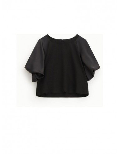 imperial Femme sweat shirt  Noir satin manches ballon