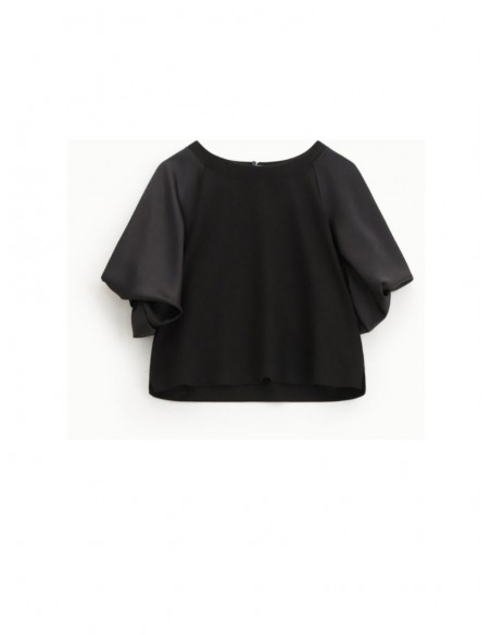 imperial Femme sweat shirt  Noir satin manches ballon