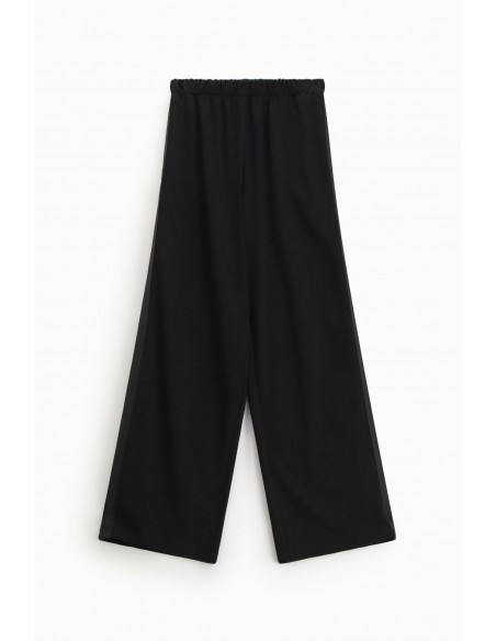 pantalon sport chic imperial femme coloris noir et galon satin