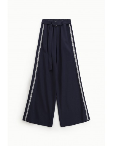 pantalon sport chic imperial femme coloris noir et galon ecru