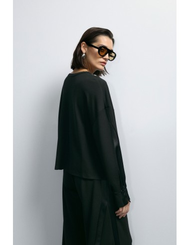 Imperial Femme sweat-shirt Noir avec insert satin aux manches