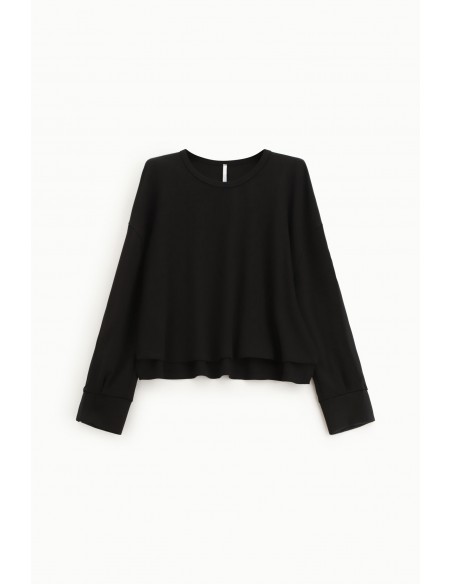 Imperial Femme sweat-shirt Noir avec insert satin aux manches