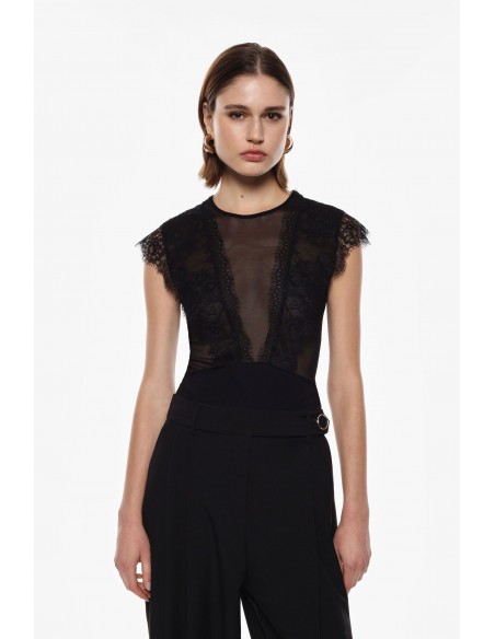 Imperial femme body noir tulle et dentelle