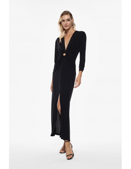 Imperial Femme Robe longue Noire avec detail ajouré