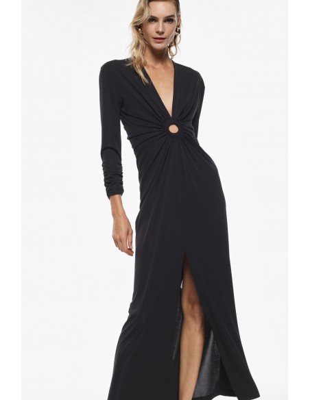 Imperial Femme Robe longue Noire avec detail ajouré