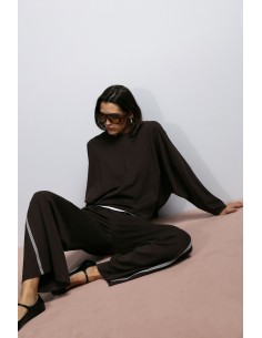 Imperial Femme sweat-shirt chocolat avec galon Imperial Femme sweat-shirt chocolat avec galon