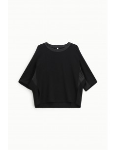 Imperial Femme sweat-shirt Noir oversize en jersey et satin Imperial Femme sweat-shirt Noir oversize en jersey et satin