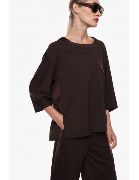Imperial Femme sweat-shirt Noir oversize en jersey et satin
