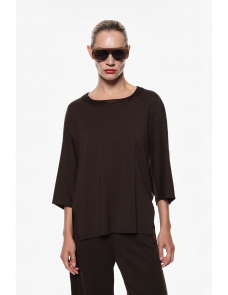 Imperial Femme sweat-shirt Noir oversize en jersey et satin