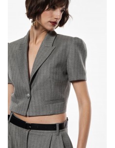 Imperial Femme Blazer a manches courtes à chevrons gris Imperial Femme Blazer a manches courtes à chevrons gris
