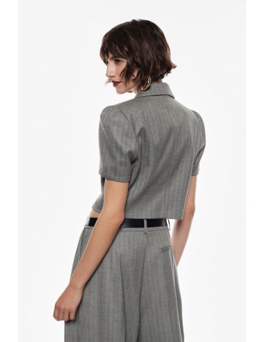 Imperial Femme Blazer a manches courtes à chevrons gris