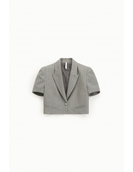 Imperial Femme Blazer a manches courtes à chevrons gris