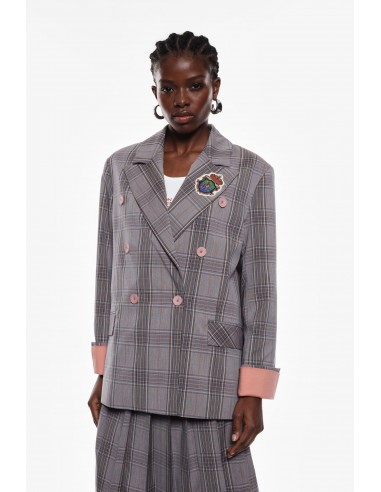 Imperial Femme Blazer croisé a carreaux gris