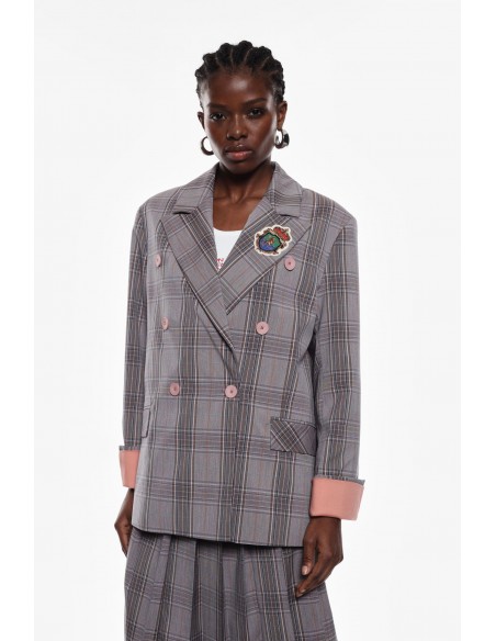 Imperial Femme Blazer croisé a carreaux gris