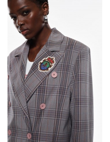 Imperial Femme Blazer croisé a carreaux gris