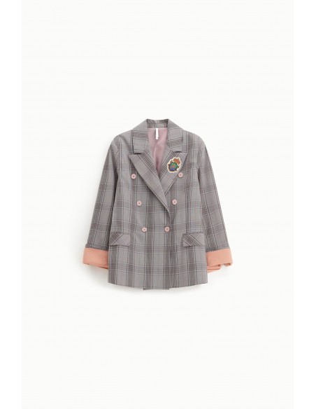 Imperial Femme Blazer croisé a carreaux gris