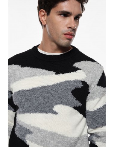 Imperial Homme Pull à motif abstrait noir et gris