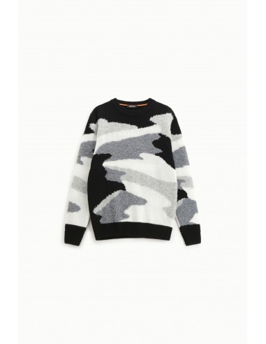 Imperial Homme Pull à motif abstrait noir et gris