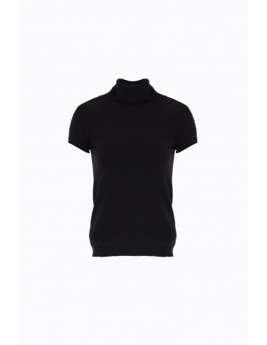 Imperial Femme col roulé noir à manches courtes en maille fine