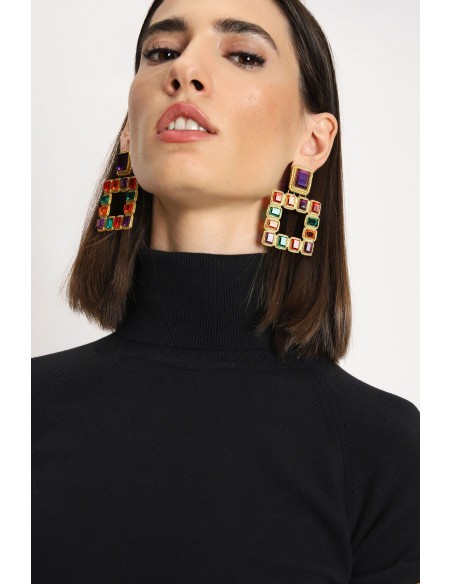 Imperial Femme col roulé noir à manches courtes en maille fine