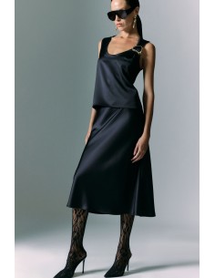 Imperial Femme Jupe Sirene longueur midi en satin Noir