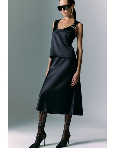 Imperial Femme Jupe Sirene longueur midi en satin Noir