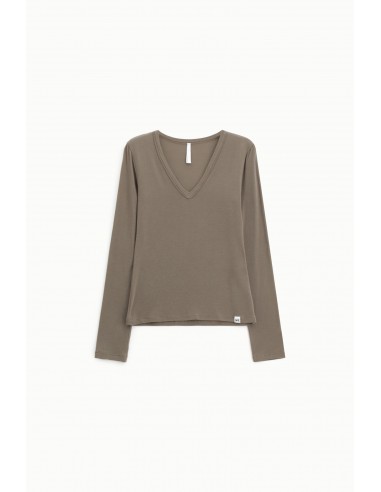 Imperial Femme tshirt à manches longues Taupe en laine melangée