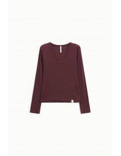 Imperial Femme tshirt à manches longues bordeaux en laine melangée