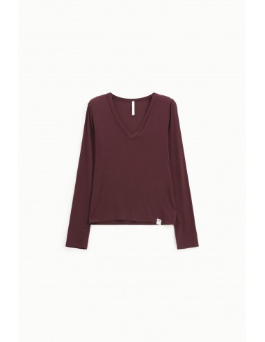 Imperial Femme tshirt à manches longues bordeaux en laine melangée