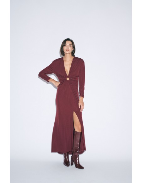 Imperial Femme Robe longue Prune avec detail ajouré