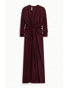 Imperial Femme Robe longue Prune avec detail ajouré Imperial Femme Robe longue Prune avec detail ajouré