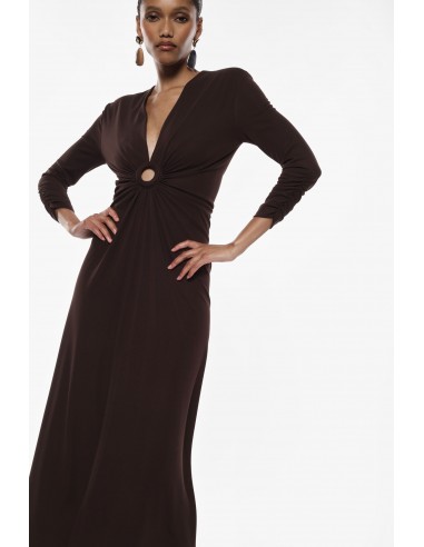 Imperial Femme Robe longue Chocolat avec detail ajouré