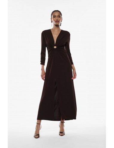 Imperial Femme Robe longue Chocolat avec detail ajouré