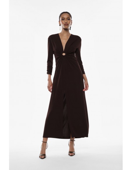 Imperial Femme Robe longue Chocolat avec detail ajouré