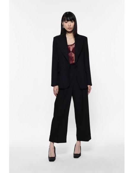 Imperial Femme pantalon cropp a pinces gris rayé or
