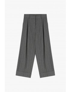 Imperial Femme pantalon cropp a pinces gris rayé or Imperial Femme pantalon cropp a pinces gris rayé or