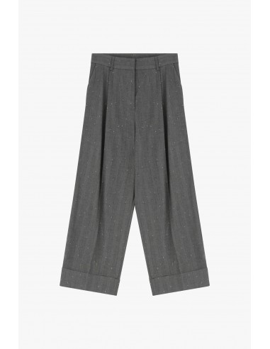 Imperial Femme pantalon cropp a pinces gris rayé or