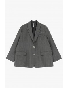 Imperial Femme pantalon cropp a pinces gris rayé or Imperial Femme blazer oversized Gris à rayures dorées