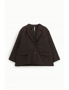 Imperial Femme blazer oversized en drap Chocolat a rayures Imperial Femme blazer oversized en drap Chocolat a rayures