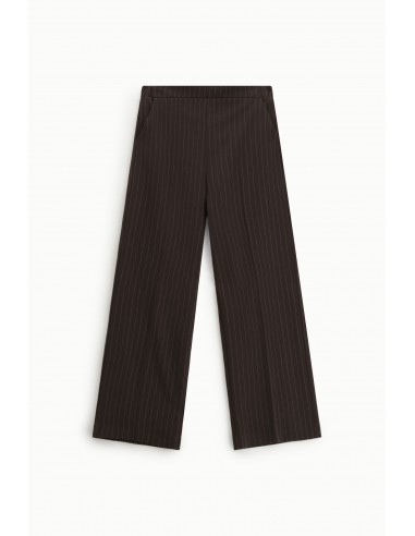 Imperial Femme pantalon a taille elastiquée en drap Chocolat rayé