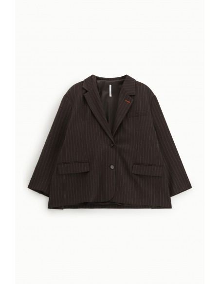 Blazer imperial Femme coupe oversize coloris chocolat a fines rayures