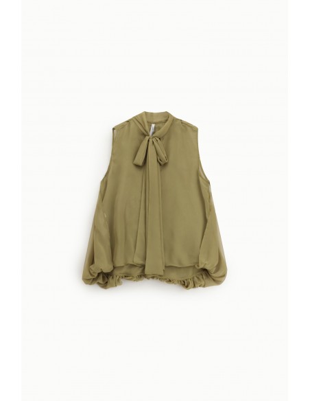 Imperial Femme Blouse sans manches en voile Coloris Olive